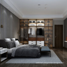 Modern Luxury Storage Furniture Glass Door Bedroom Wardrobe with E1 Quality